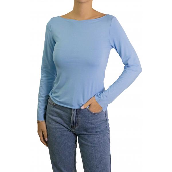 Maglia con scollo a barca tinta unita 